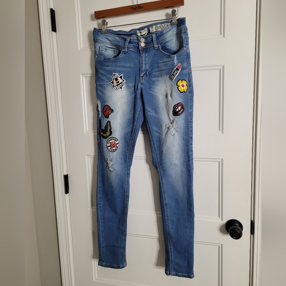 Indigo Rein Stylish Blue Jeans with Patches Size 11